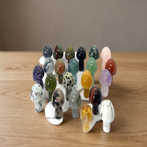 จี้เห็ดหินธรรมชาติแบบมือแกะสลักคริสตัลรักษาเสน่ห์-จี้พลอยแท้ - Product Image 1