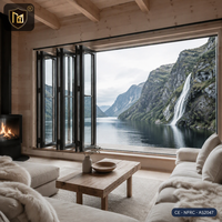 Fenêtre pliante horizontale JUNYAO Factory Norwegian Fjord 5+20A+5, isolation thermique Low-E, insonorisation, NFRC CE, pour cuisine et villa