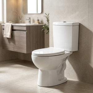 WC en céramique à poser au sol, à <span class=keywords><strong>siphon</strong></span> en S, deux pièces, chasse d'eau siphonique, abattant à fermeture douce, cuvette allongée - Product Image 1