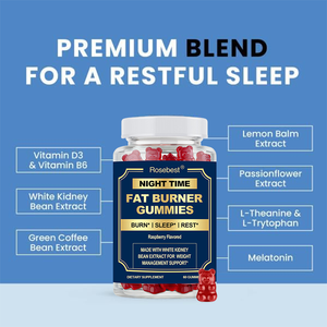 Rosebest Gummies Brûle-Graisse Nocturnes aux Extraits d'Herbes Naturelles de Haricot Blanc et de Grains de Café Vert avec Vitamines B6 et D3 pour la Perte de Poids - Product Image 2