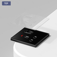 Interrupteur et prise multifonction universels TEP L8 à 5 broches avec cadre en verre, 2 USB, 10A/20A, pour maison, hôtel, PC