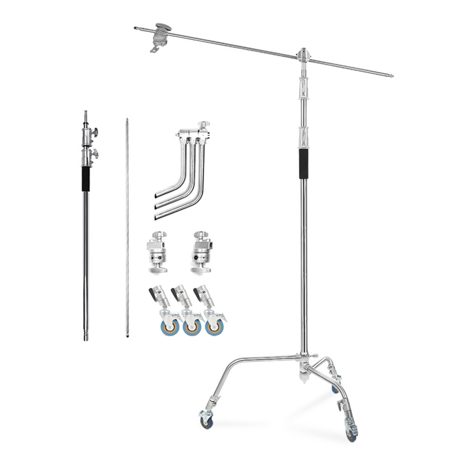 330cm Heavy Duty Stainless Steel Light Tripod Studio C-stand Holder With Wheels New Design For Strobe Lighting Photography