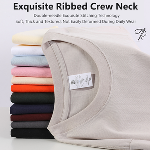 เสื้อยืดคอกลมแขนสั้นทรงปกติ น้ำหนัก 230 กรัม สไตล์ใหม่ประจำฤดูร้อน สำหรับผู้ชายและผู้หญิง สีพื้น  รับสกรีนโลโก้ตามแบบ ขายส่ง - Product Image 3