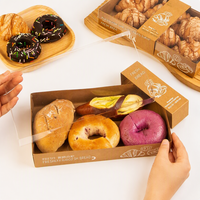Boîte à pain transparente anti-humidité en papier kraft, emballage jetable de qualité alimentaire pour gâteaux et desserts à emporter