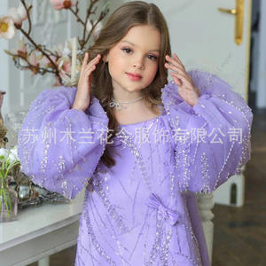 S0859N 2026 boda flor niña vestido niña cumpleaños tutú falda pasarela Piano actuación <span class=keywords><strong>disfraz</strong></span> encaje-up princesa vestido - Product Image 3