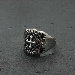 Men's Stainless Steel Cross <b>Ring</b> <b>Silver</b> Punk Style Geometric Design Gift Jewelry 260119 - Product Image 4