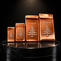 Lingot de cuivre pur 999, barre de cuivre embossée en forme de sapin de Noël