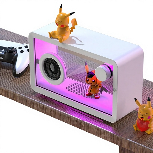 Sleek Transparent M8 Layered-glass for 5.3 Speaker RGB Ambient Portable Desktop Design TWS Pairing Built-in Microphone