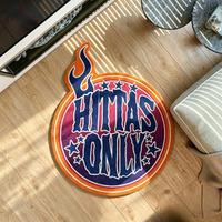 Tapis tufté personnalisé en forme de flamme irrégulière avec logo, tapis décoratif fait main style urbain pour la maison, le studio ou l'exposition
