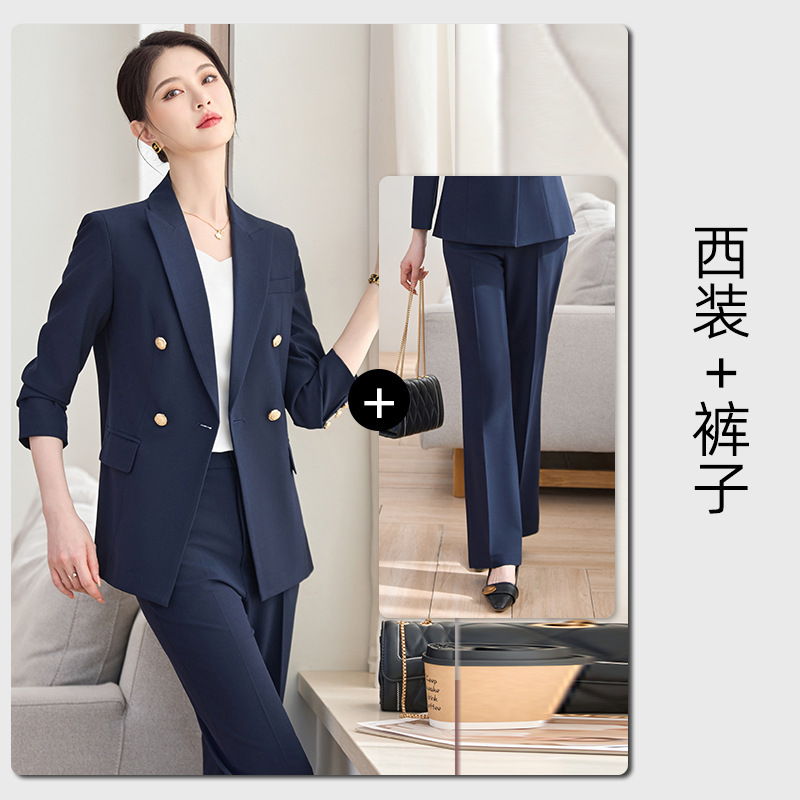 Navy blue suit trousers