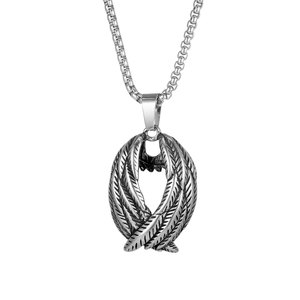 Tagor Of the Ji Collar Alas <span class=keywords><strong>de</strong></span> acero inoxidable Colgante para hombre Luz Personalidad Elegante Cadena <span class=keywords><strong>de</strong></span> suéter para <span class=keywords><strong>mujer</strong></span> SP936 - Product Image 2