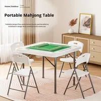 Table et chaises de mahjong pliantes légères et portables, design nid d'abeille triangulaire, plastique écologique moderne pour 4 joueurs, extérieur