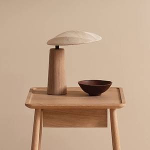 Lámpara de mesa Wabi Sabi de estilo japonés moderno, lámpara de escritorio de madera de arte creativo Retro para dormitorio, sala de estar, lámpara de mesa de tela - Product Image 1