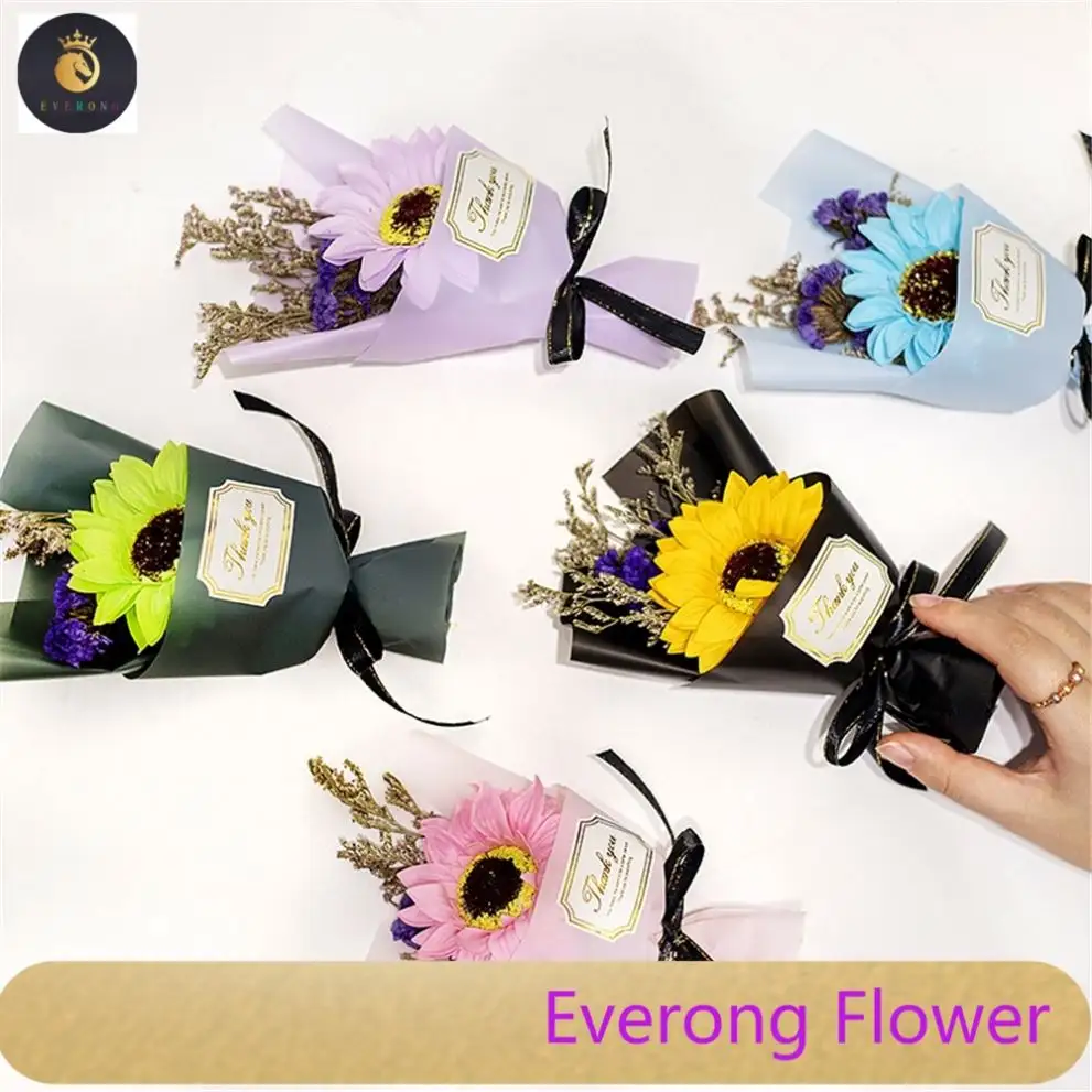 Anneler günü sabun çiçek küçük hediye yıldızlı kurutulmuş çiçek gül ayçiçeği sabun yapay Mini buket Bouquet de flores