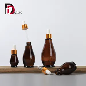 Одна тыква в форме 100 мл пустая матовая янтарно-коричневая под заказ Золотая верхняя бутылочка-капельница для масла косметическая бутылка для эфирного стекла сыворотки