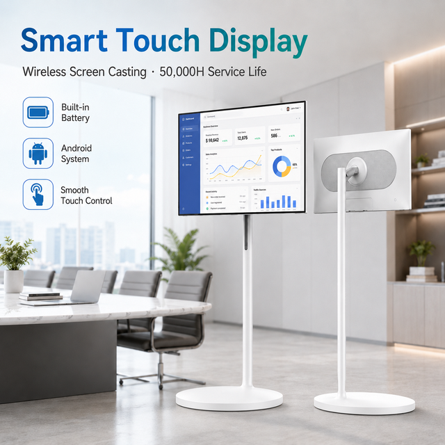 32 Inch Smart TV on Wheels Touch Screen Android Portable TV with Battery Camera and Adjustable Stand