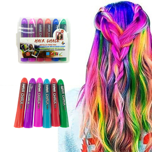 6 bolígrafos de tiza para el cabello temporales y lavables, juguete de regalo para niñas y mujeres de 5 a 13 años, para cosplay, cumpleaños, fiesta de Navidad - Product Image 1