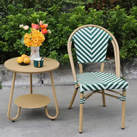 Chaise de bistrot empilable en rotin tressé pour patio, style Paris, en bambou, pour salle à manger, mobilier d'extérieur moderne