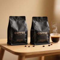 Sachet de café personnalisé recyclable en papier kraft, résistant à l'humidité, de qualité alimentaire, noir et marron, avec fermeture éclair, pour grains de café et aliments pour animaux de compagnie