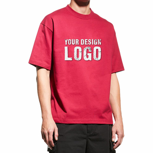 T-shirt décontracté d'été pour homme, couleur unie, manches courtes, ample, respirant, en coton personnalisé, épaules tombantes, coupe oversize - Product Image 1