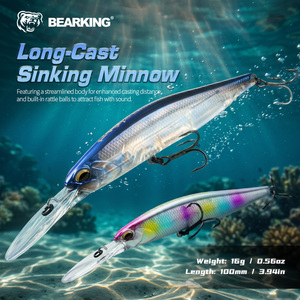 BEARKING - Juego de 4 Señuelos de Pesca de 100 mm <span class=keywords><strong>y</strong></span> 16 g, Señuelos Duros Artificiales para Pescar Lucios, Peces Bass <span class=keywords><strong>y</strong></span> Truchas, Profundidad de Inmersión 1.8-3 m - Product Image 1