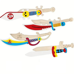 Épée en bois à assembler, modèle couteau pirate, pour loisirs créatifs d'enfants, fournitures de fête, épée à graffiter DIY - Product Image 1