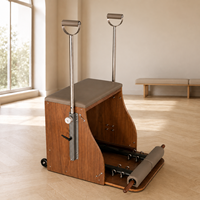 Chaise Wunda de Pilates en bois de noyer massif avec revêtement en cuir microfibre, équipement de fitness commercial pour studio, chaise Wunda de fitness Pilates