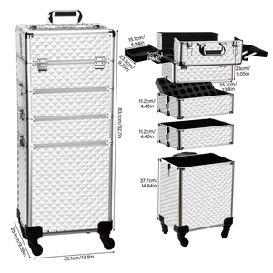 <span class=keywords><strong>Maleta</strong></span> de Maquillaje <span class=keywords><strong>Profesional</strong></span> con Ruedas de Gran Capacidad, Carro de <span class=keywords><strong>Peluquería</strong></span>, <span class=keywords><strong>Maleta</strong></span> de Almacenamiento, <span class=keywords><strong>Maleta</strong></span> de Viaje - Product Image 6