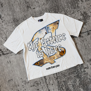 <span class=keywords><strong>T</strong></span>-shirt graphique surdimensionné en coton lourd 300 GSM, coupe ample, impression DTG, streetwear hip-hop pour hommes - Product Image 1