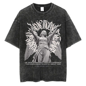 <span class=keywords><strong>T</strong></span>-<span class=keywords><strong>shirt</strong></span> décontracté unisexe à manches courtes M2620 OEM&ODM, motif 3D délavé, 260 g/m², style rétro hip-hop <span class=keywords><strong>streetwear</strong></span> - Product Image 3