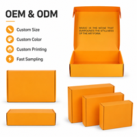Boîte d'expédition rigide carrée orange en carton ondulé, imprimée sur mesure, en matériaux recyclés, avec pelliculage mat, emballage écologique pour chaussettes