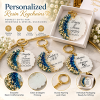 Cadeau de mariage personnalisé, souvenir artisanal en résine avec nom et date, feuille d'or, souvenir de fête, cadeau pour invités, porte-clés en résine