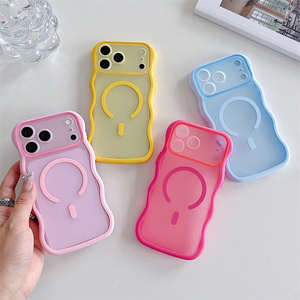 เคสโทรศัพท์แม่เหล็กแบบใหม่ ลายริ้วแบบด้าน สำหรับ iPhone 18 17 16 15 Pro Max  ฝาหลังใส  วัสดุ PC TPU  แบบด้านสีสันสดใส - Product Image 1