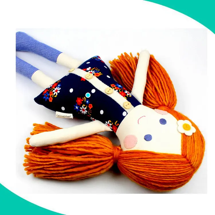 high quality custom plush doll with yarn hair handmade rag doll camille cloth doll factory wholesale in cheap price