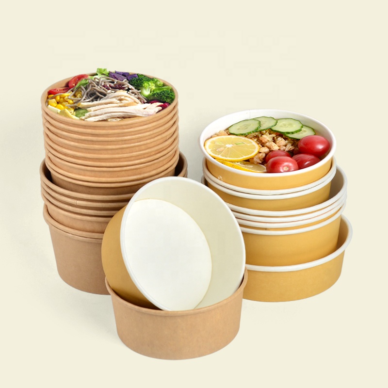 SenAng миска из крафт-бумаги для пищевых продуктов, экологически чистая одноразовая бумажная миска для салата