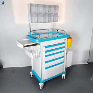 Chariot mobile de médicament de chariot d'anesthésie d'ABS d'hôpital bon marché BT-AY001B avec le prix de roues de seau de 5 tiroirs - Product Image 2