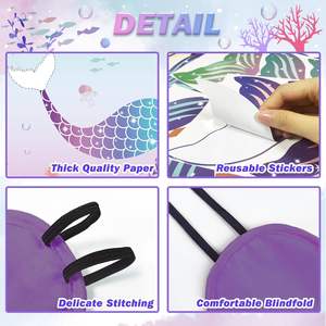 Épingle la queue sur le jeu de fête de sirène avec 24 queues PCS pour anniversaire d'enfants filles - Product Image 4