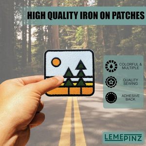 Sunset Nature <b>Tree</b> Embroidery Patch 3 Inches Iron On Sew On Travel Applique Fabric Patch For <b>Bags</b> - Product Image 5