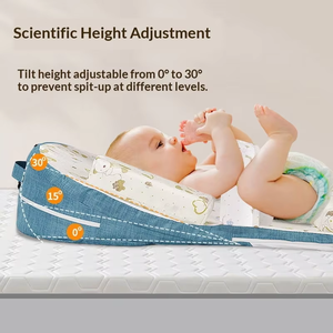 Portable Foldable <strong>Baby</strong> Slope <strong>Cushion</strong> Height Adjustable Multifunctional Infant <strong>Nest</strong> Newborn Anti-Spitting Lounger Sloped Pillow - Product Image 5