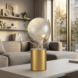 Lampe de table moderne en métal doré, globe, LED, lumière blanc chaud, décoration d'intérieur, lampe de bureau, grande taille, commande par interrupteur - Product Image 5