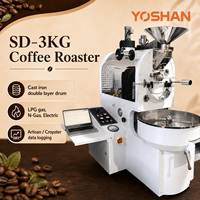 Yoshan Newset Ev Tipi 3Kg Gazlı Kavurma Makinesi Yarı Direkt Ateşli Sıcak Hava Artisan Sıcaklık Kontrollü Kahve Kavurma Makinesi
