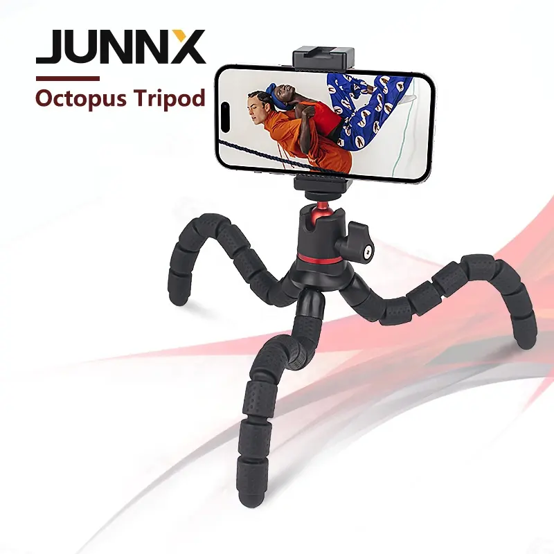 JUNNX Desktop ABS metal Smart phone rotating holder for flexible tripod portable outdoor handheld Bluetooth octopus tripods