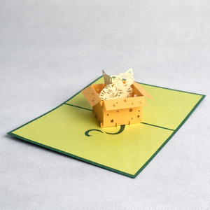 Caja de Regalo 3D con Diseño de Animalito Adorable, Acabado Mate Tradicional, Hecha a Mano en Vietnam, Tarjeta de Felicitación para Aniversario, Cumpleaños, Año Nuevo - Product Image 1