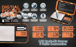 Cella di carico della macchina di pesatura 200g/0.01g bilancia digitale bilancia tascabile elettronica 2 * batteria AAA Display LCD retroilluminato blu - Product Image 2