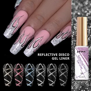 JTING multi effects nail art Reflective disco liner gel polish 12 Colors set gel liner private label OEM 12ml customized