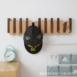 Wooden Wall Mounted Coat Rack With Foldable <b>Hooks</b> For Home Storage And Clothing Organization - Product Image 1