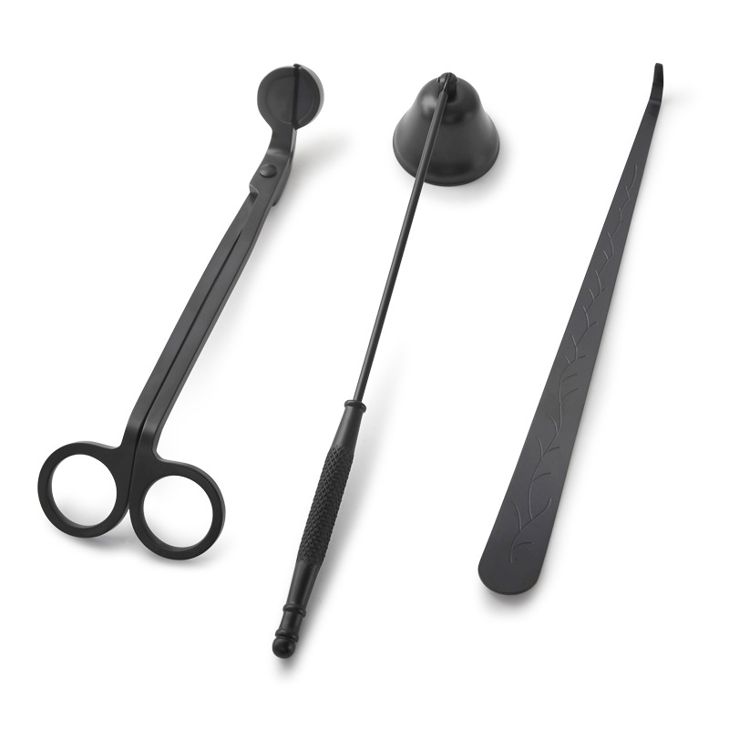 Элегантный подарок для влюбленных свечей 3 в 1 Набор аксессуаров для черной свечи с фитильным триммером, фитильным мешком, укупорочным свечом