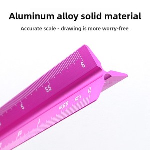 Regla de <span class=keywords><strong>escala</strong></span> de arquitecto triangular de tres filos de metal de aleación de aluminio de 30CM/12 pulgadas - Product Image 2