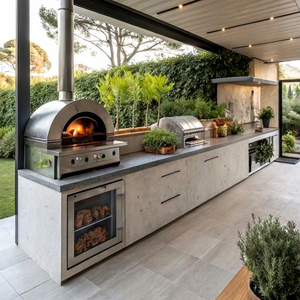 Cuisine d'extérieur Îlot barbecue encastré dans des armoires en acier inoxydable Grils résistants aux intempéries avec <span class=keywords><strong>four</strong></span> <span class=keywords><strong>à</strong></span> <span class=keywords><strong>pizza</strong></span> Cuisine d'extérieur - Product Image 1