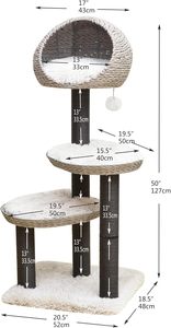 Tempat Tidur sarang hitam abu-abu, bantalan yang dapat dilepas pohon kucing tali gores 4-Level desain Modern - Product Image 6